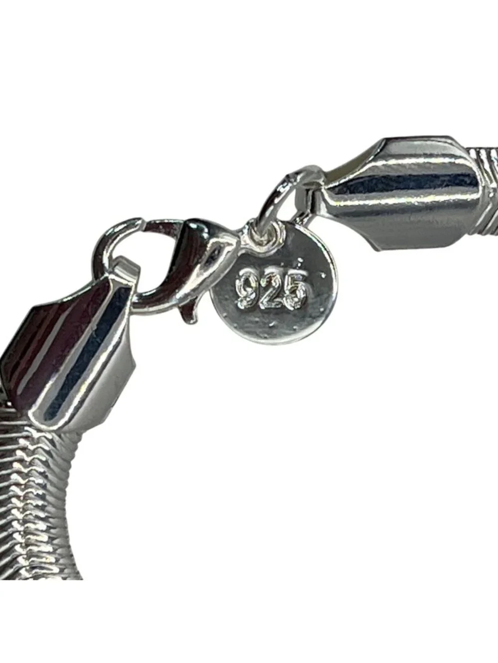 Sterling Silver 925 Herringbone Chain Bracelet W/Lobster Clasp 7.5 Inches A04